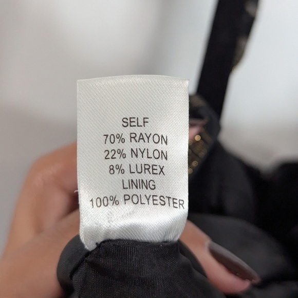 Oleg Cassini One Shoulder‎ Empire Waist Maxi Gown Black Gold 14 - Picture 3 of 8